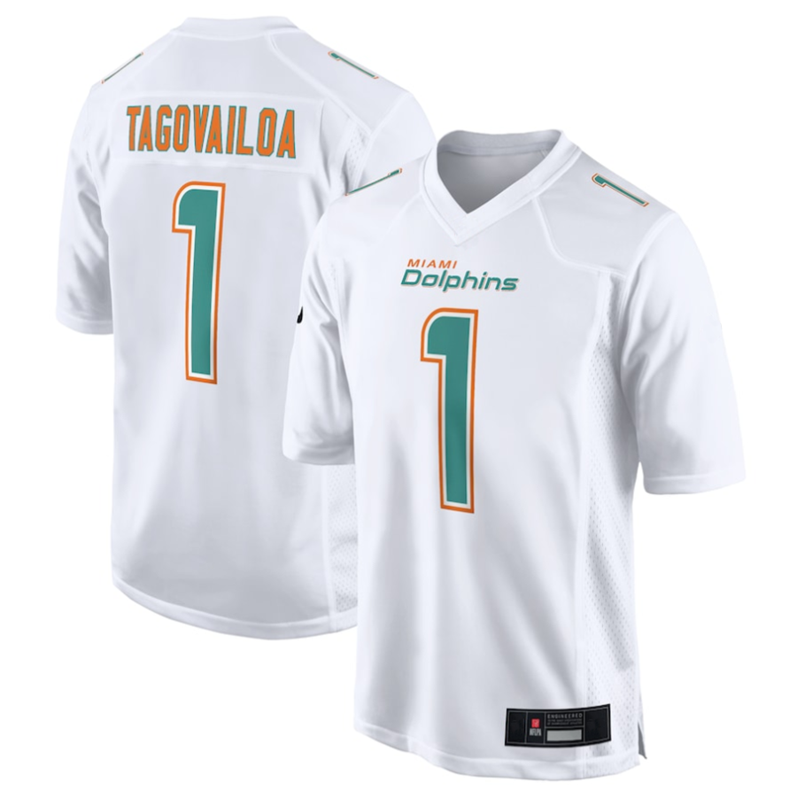 Custom #1 White MIA Football Shirt Top