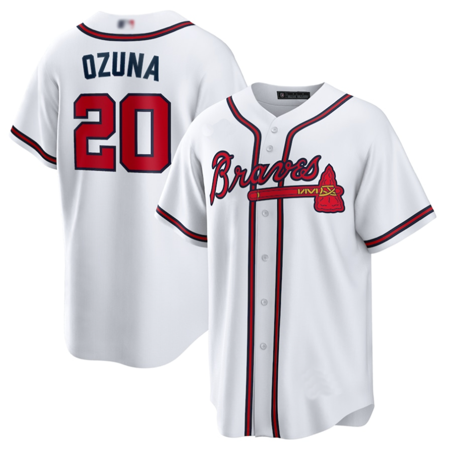 Custom #20 White ATL Baseball Shirt Top
