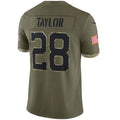IN.Colts #28 Jonathan Taylor Player Olive Salute To Service Football Jerseys