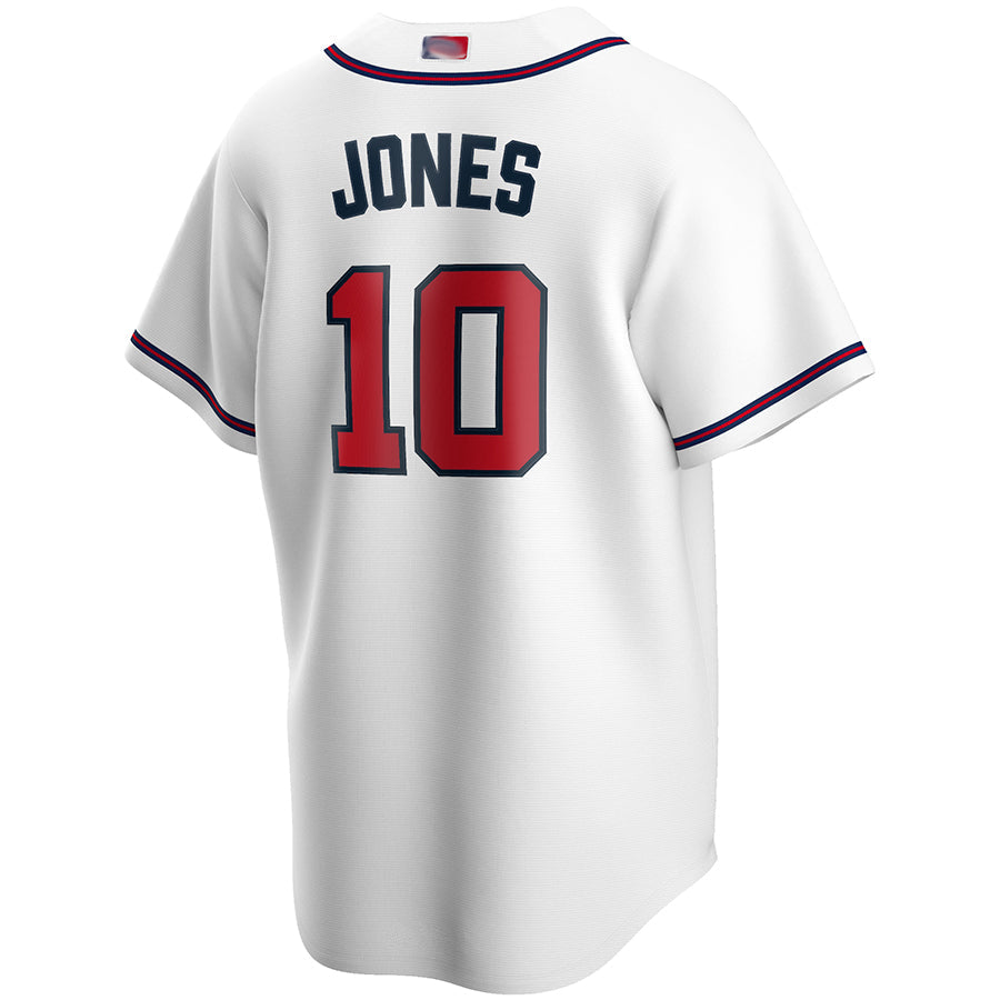 A.Braves #10 Chipper Jones Player White Home Game Baseball Jerseys
