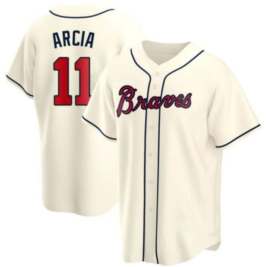 Custom #11 Cream ATL Baseball Shirt Top