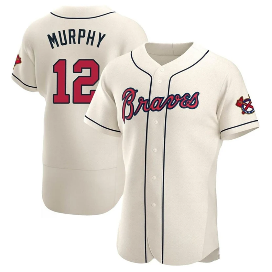 Custom #12 Cream ATL Baseball Shirt Top