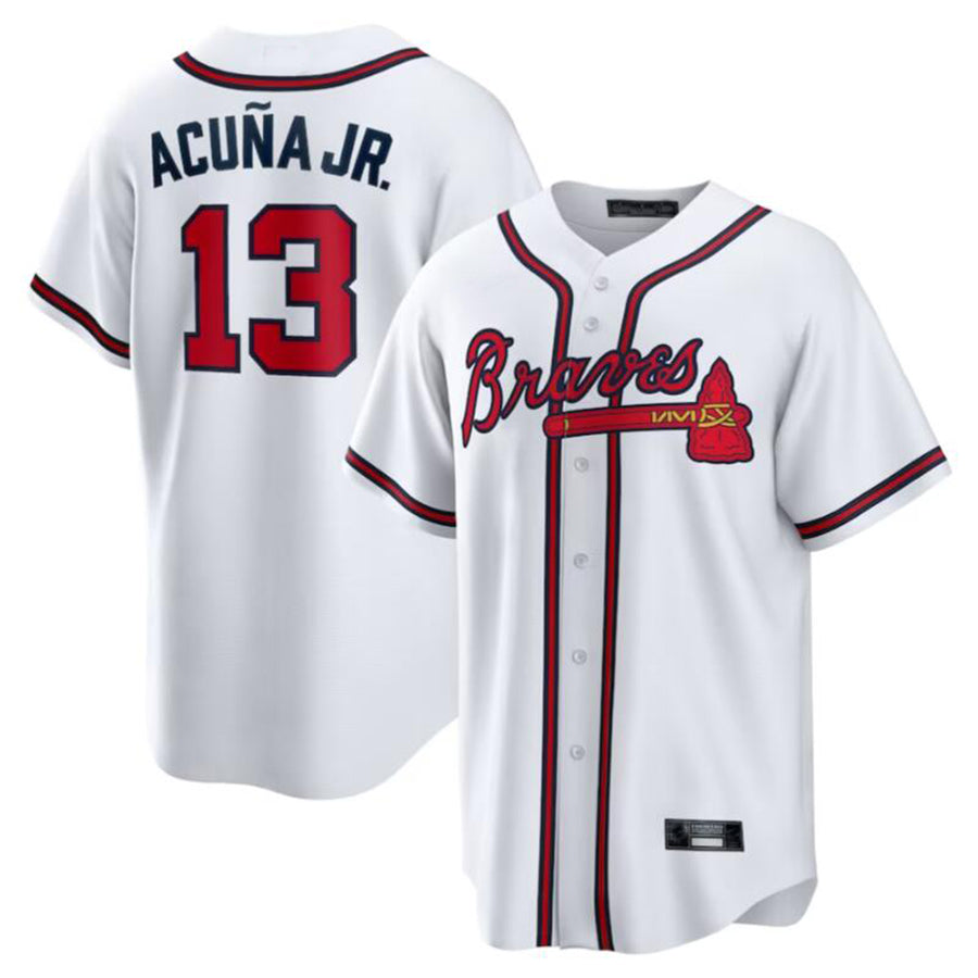 Custom #13 White ATL Baseball Shirt Top