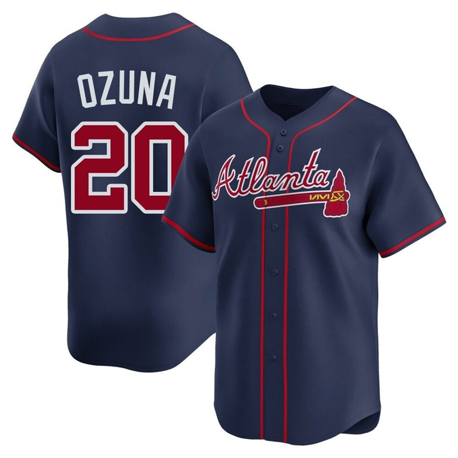 A.Braves #20 Marcell Ozuna Player Navy Home Replica Baseball Jerseys
