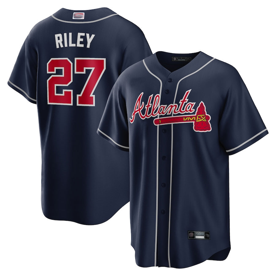 Custom #27 Navy ATL Baseball Shirt Top