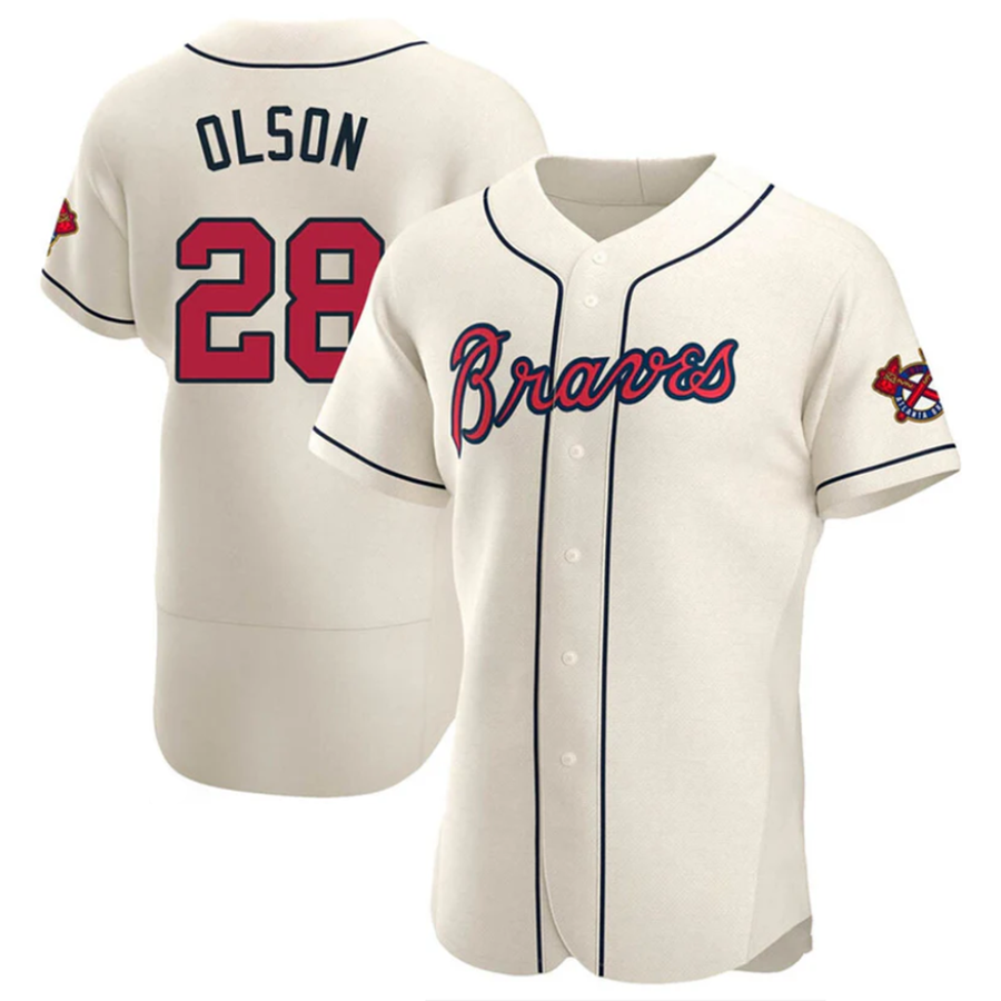 Custom #28 Cream ATL Baseball Shirt Top
