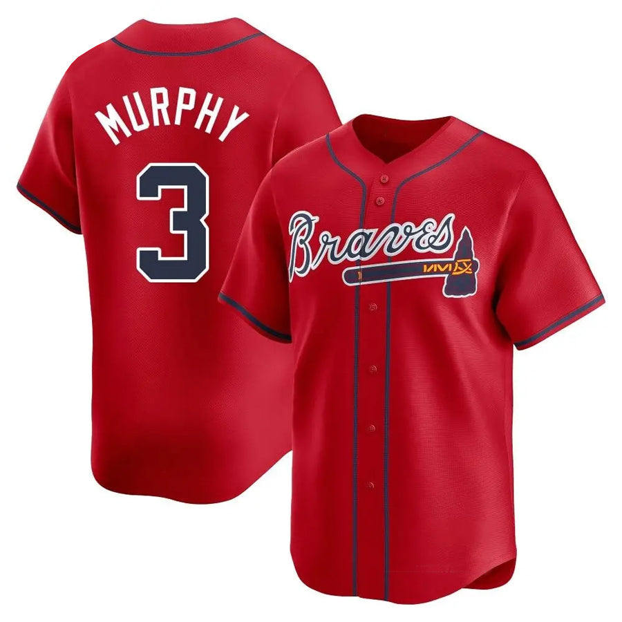 A.Braves #3 Dale Murphy Player Red Limited Home Baseball Jerseys