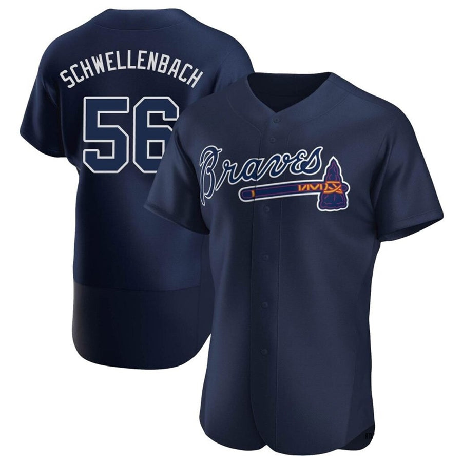 A.Braves #56 Spencer Schwellenbach Player Navy Alternate Limited Elite Baseball Jerseys
