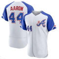 #44 Hank Aaron Player A.Braves White Throwback Cooperstown Limited Baseball Jerseys