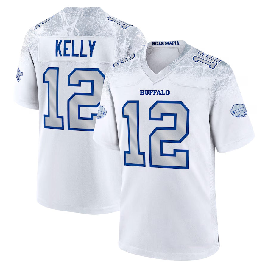Custom #12 White BUF Football Shirt Top