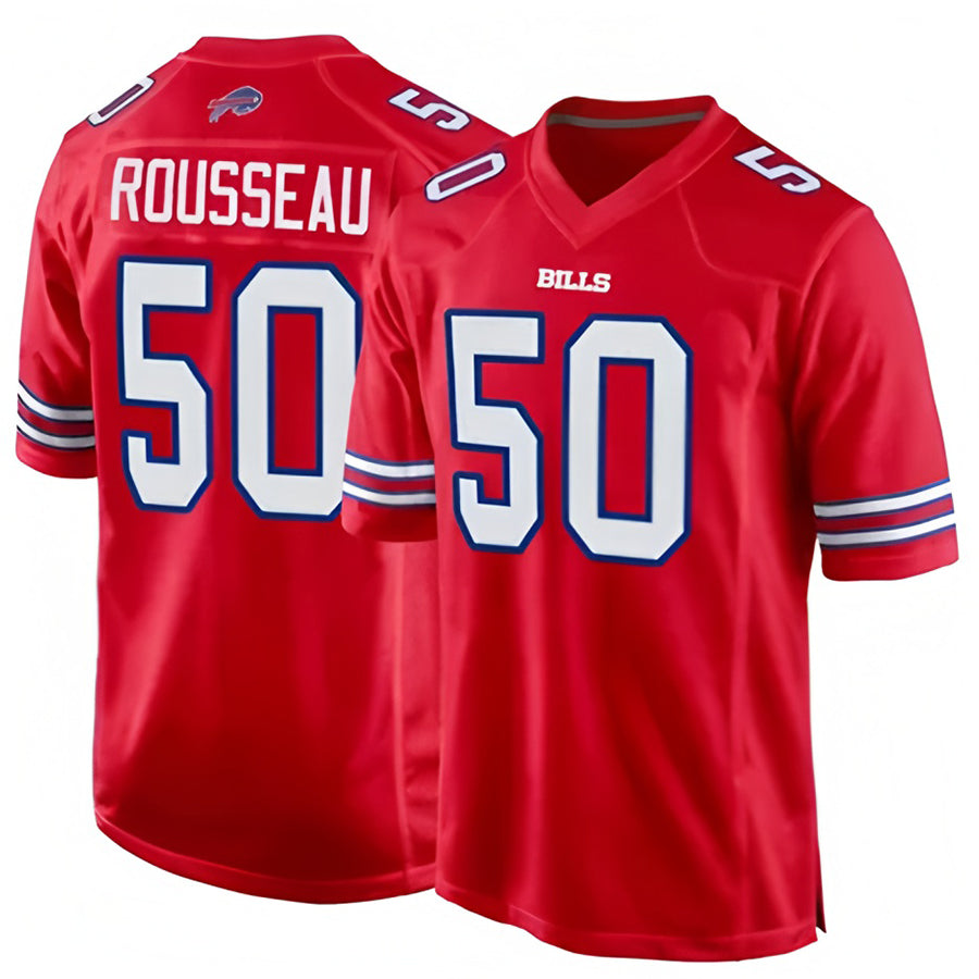 Custom #50 Red BUF Football Shirt Top