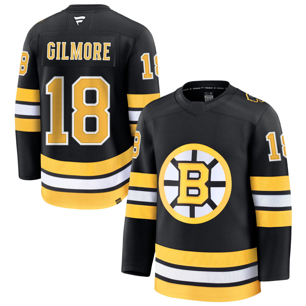 Custom #18 Black BOS Hockey Shirt Top