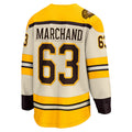 Custom #63 Cream BOS Hockey Shirt Top