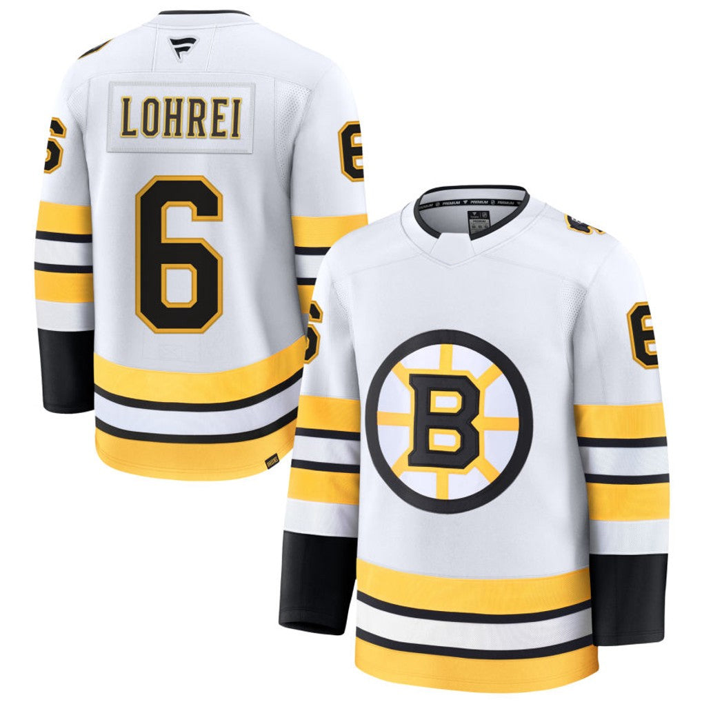 B.Bruins #6 Mason Lohrei Player Fanatics Home Premium Home White Hockey Jerseys