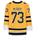 B.Bruins #73 Charlie McAvoy Player Fanatics Reverse Retro Gold Hockey Jerseys