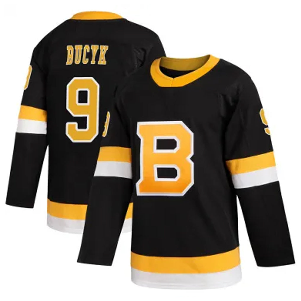 Custom #9 Black BOS Hockey Shirt Top