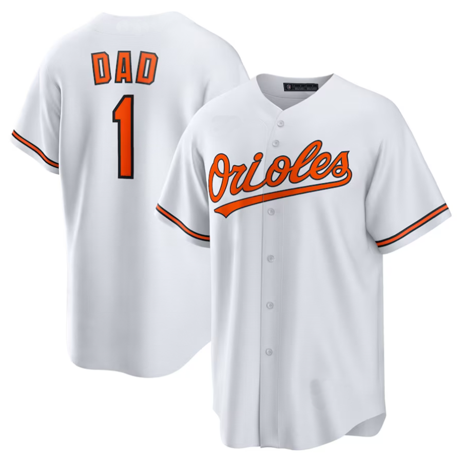 B.Orioles Game Player White #1 Dad Home Replica Baseball Jerseys