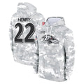 B.Ravens #22 Derrick Henry Player Military Hoodie Arctic Camo Salute To Service Football Jerseys