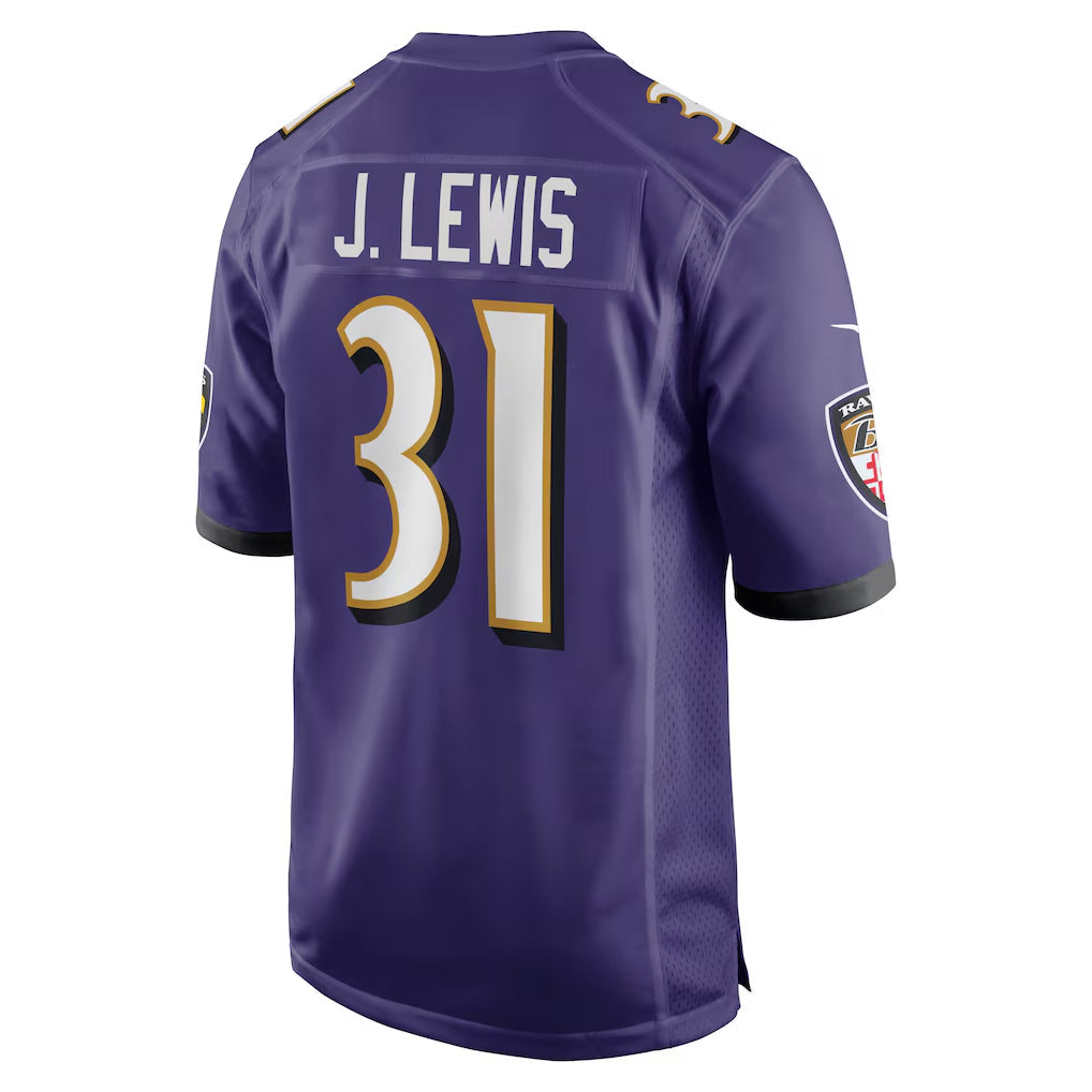 B.Ravens #31 Jamal Lewis Player Purple Home Game Football Jerseys