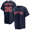 Custom #35 Navy BOS Baseball Shirt Top
