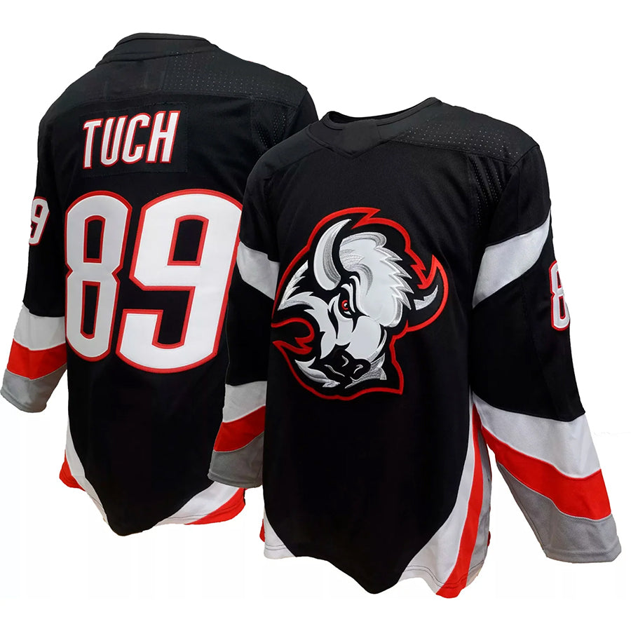 Custom #89 Black BUF Hockey Shirt Top