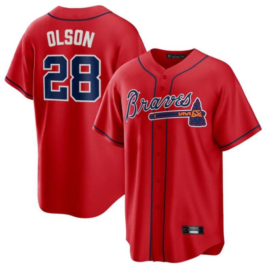 Custom #8 Red ATL Baseball Shirt Top