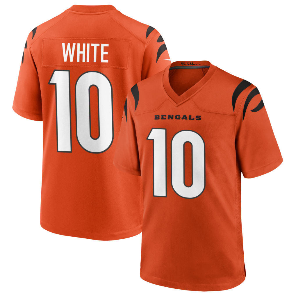 Custom #10 White CIN Football Shirt Top