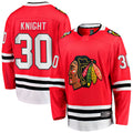 C.Blackhawks #30 Spencer Knight Fanatics Red Home Breakaway Hockey Jerseys
