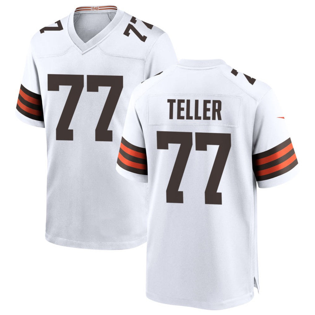Custom #77 White CLE Football Shirt Top