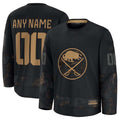 Custom B.Sabres Fanatics Long Sleeve Game Jersey - Black Stitched American Hockey Jerseys