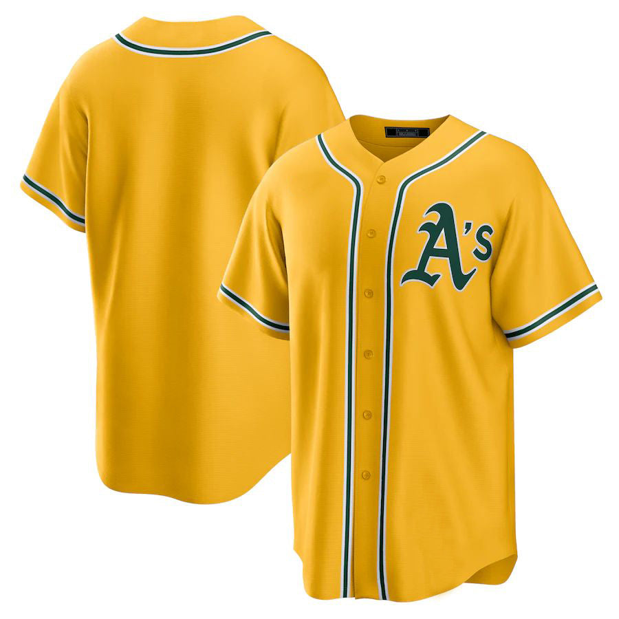 Athletics Blank Player Gold Alternate Replica Game Baseball Jerseys