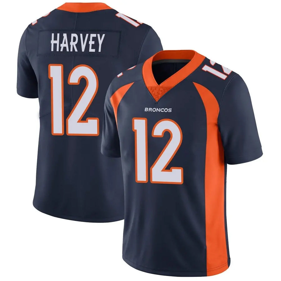 Custom #12 Navy DEN Football Shirt Top