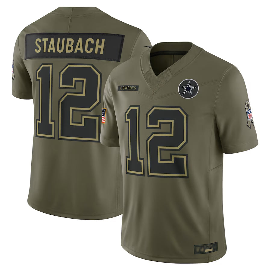 Custom #12 Olive DAL Football Shirt Top