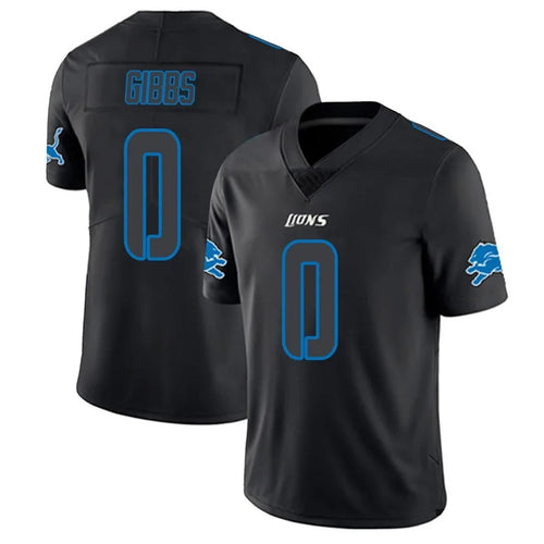 Custom #0 Black DET Football Shirt Top