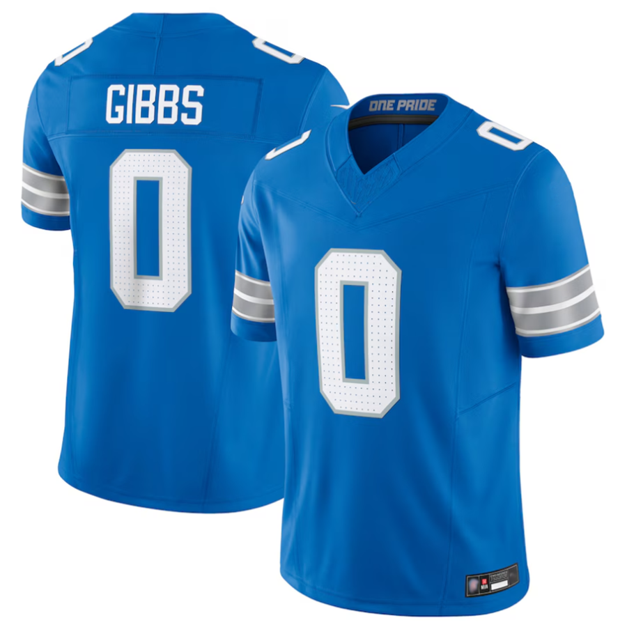 Custom #0 Blue DET Football Shirt Top