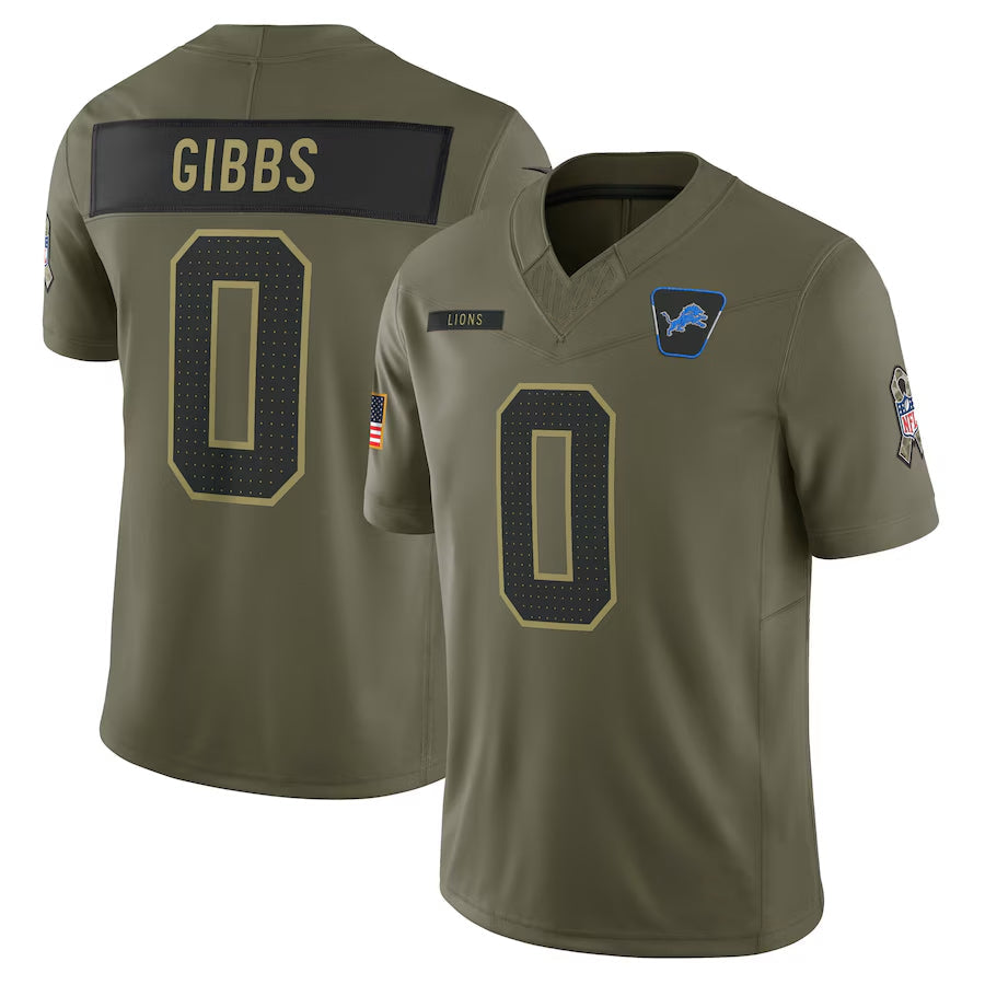Custom #0 Olive DET Football Shirt Top