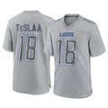 Custom #18 Gray DET Football Shirt Top