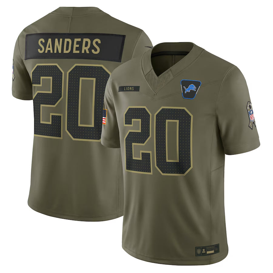 Custom #20 Olive DET Football Shirt Top
