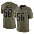 D.Lions #58 Penei Sewell Player Salute To Service Olive Football Jerseys