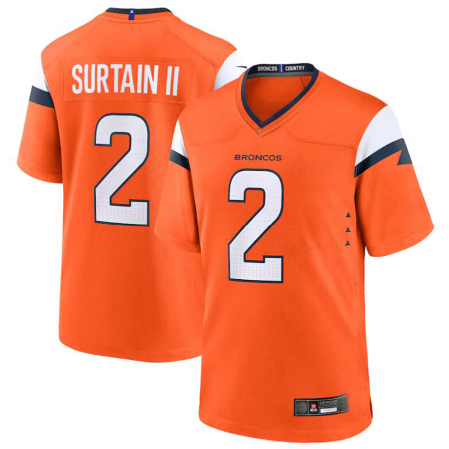 Custom #2 Orange DEN Football Shirt Top