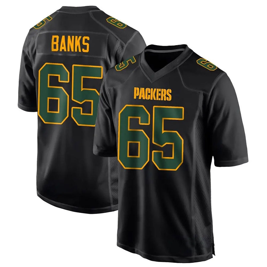 GB.Packers #65 Aaron Banks Player Black Fashion Game Football Jerseys