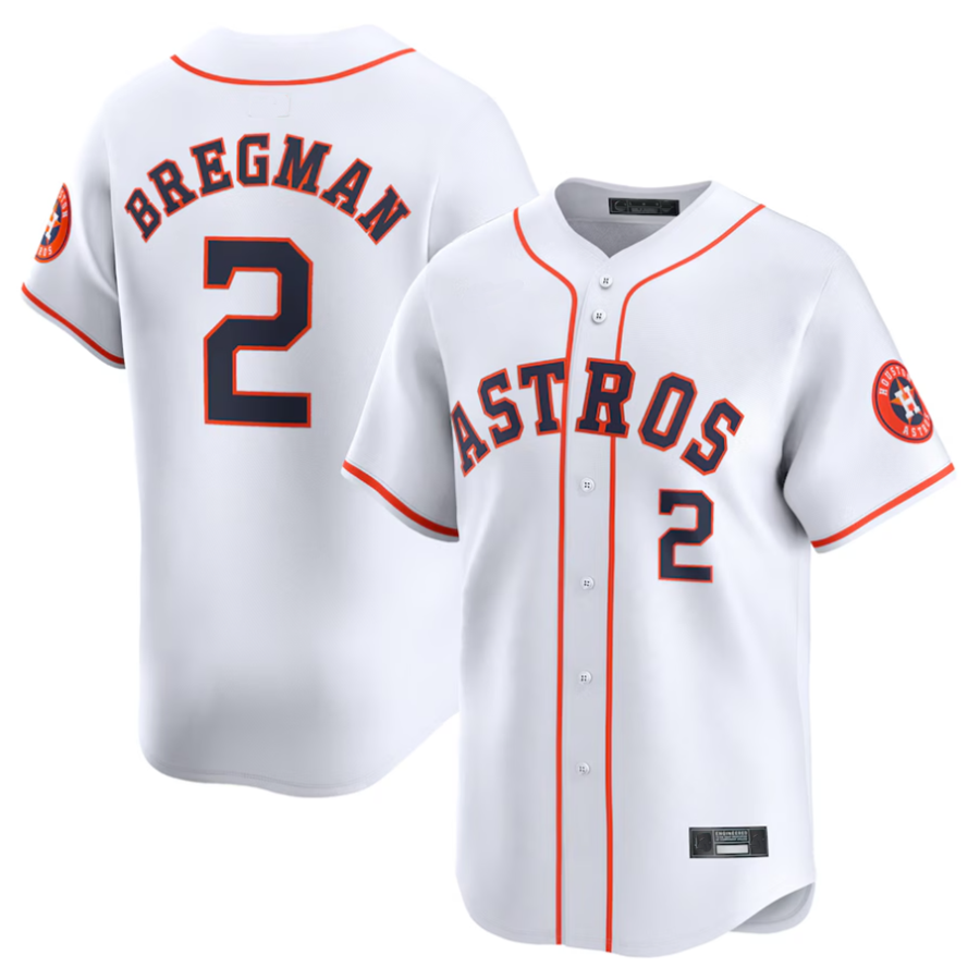 Custom #2 White HOU Baseball Shirt Top