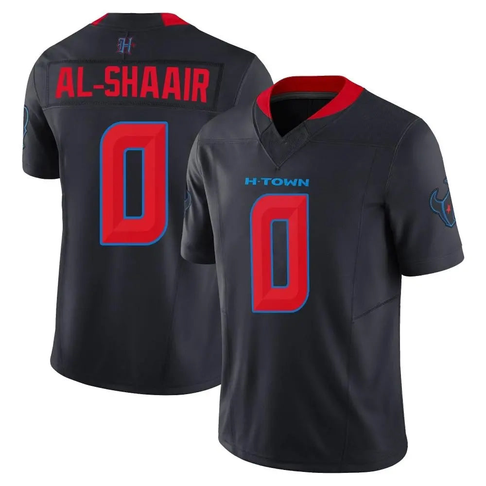 Custom #0 Navy HOU Football Shirt Top