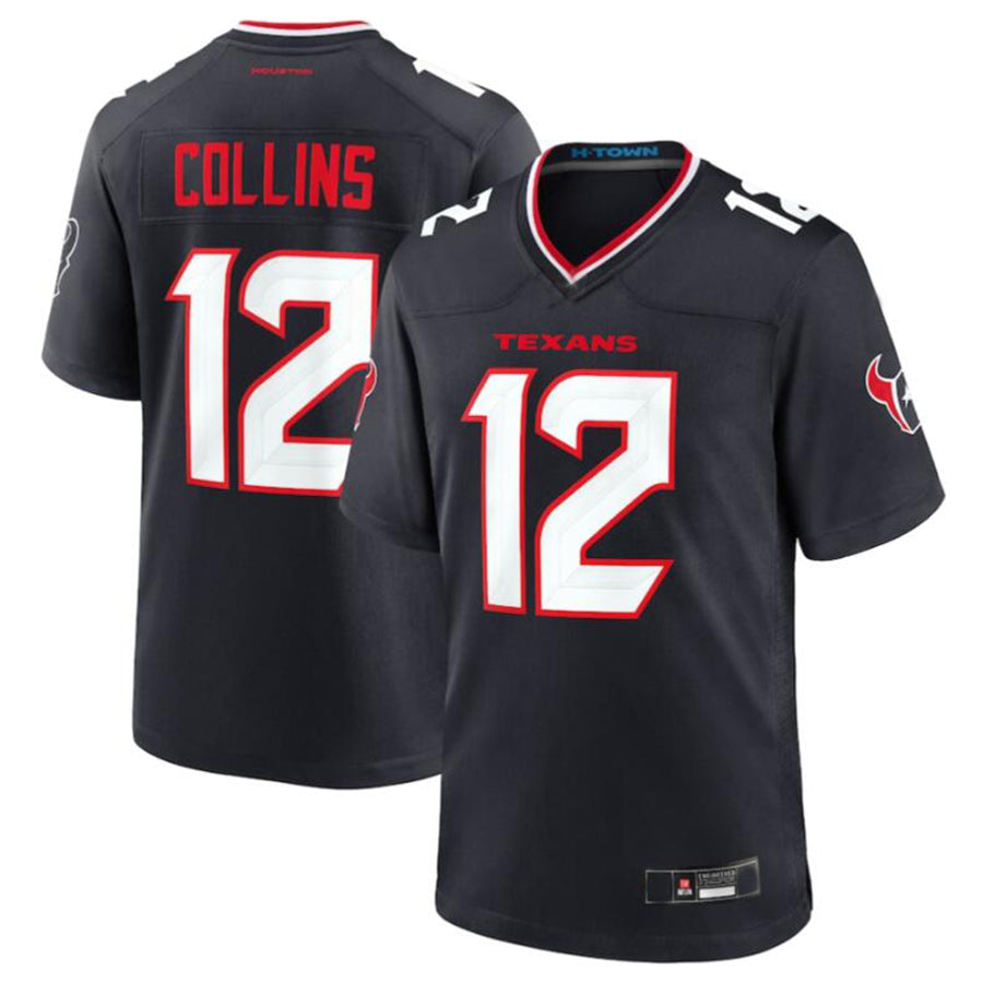 Custom #12 Navy HOU Football Shirt Top
