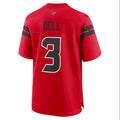 Custom #3 Red HOU Football Shirt Top