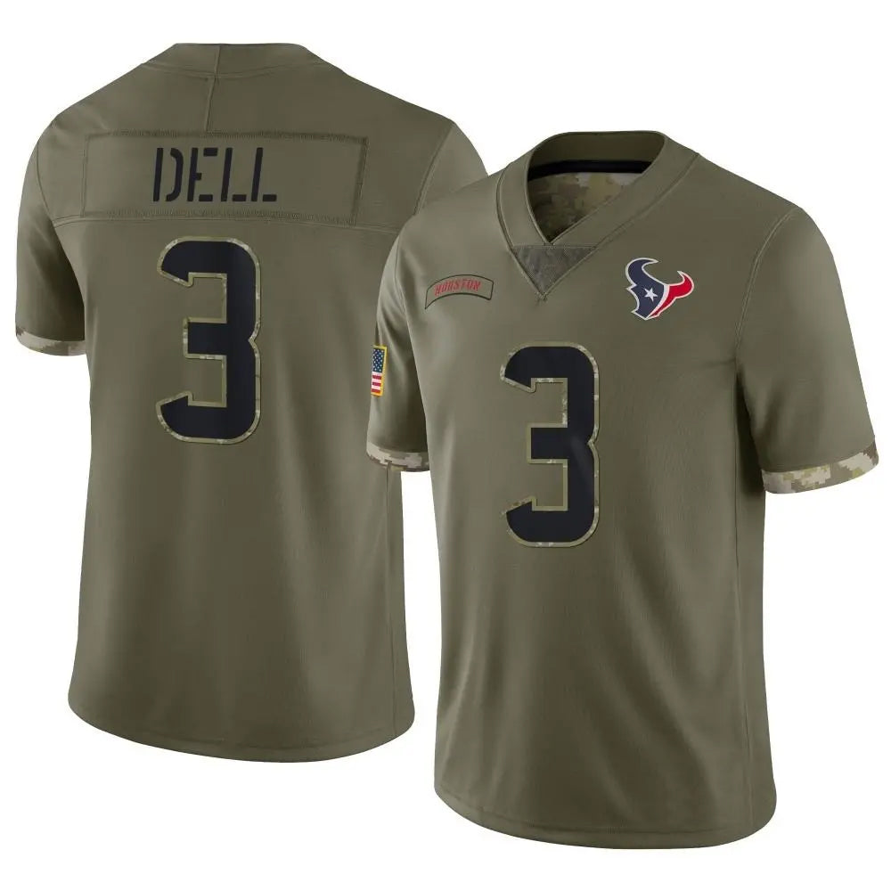 Custom #3 Olive HOU Football Shirt Top