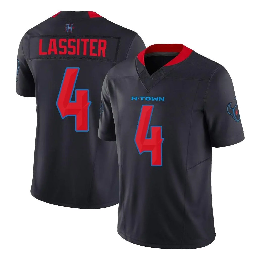 Custom #4 Navy HOU Football Shirt Top