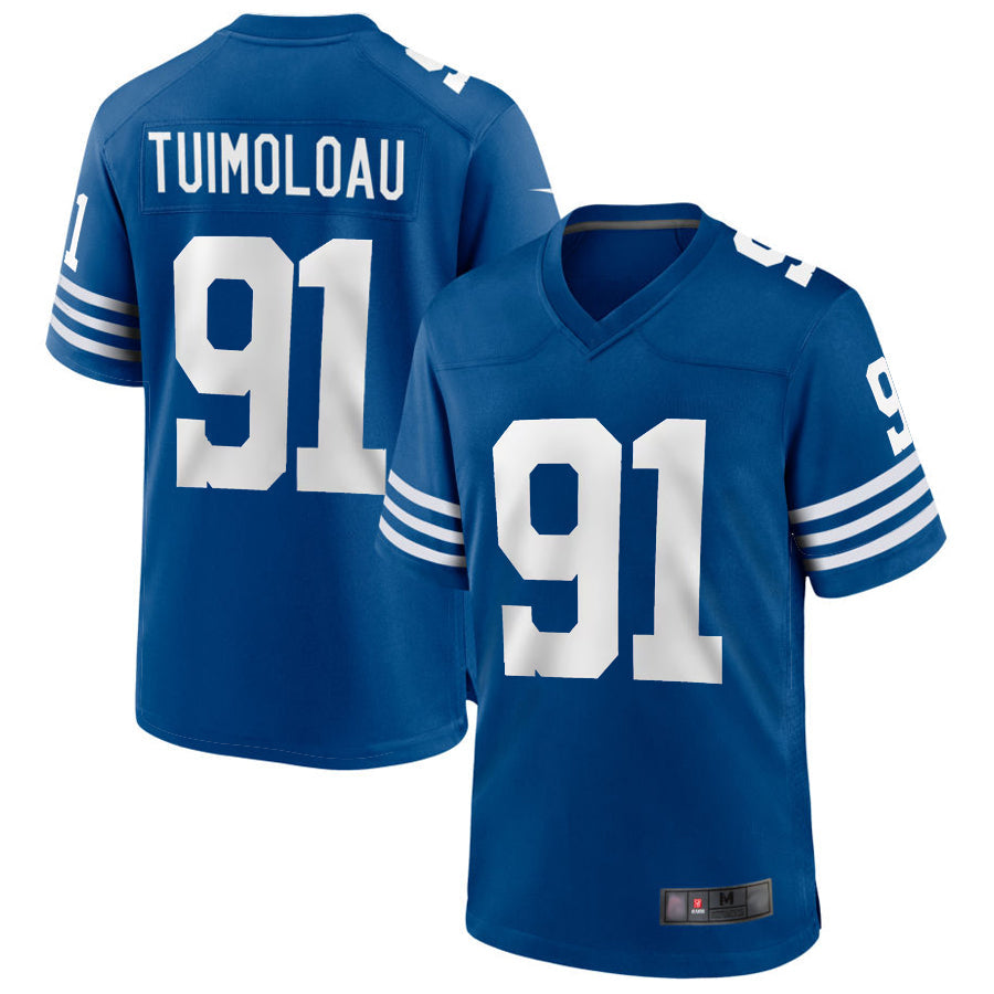 Custom #91 Royal IND Football Shirt Top