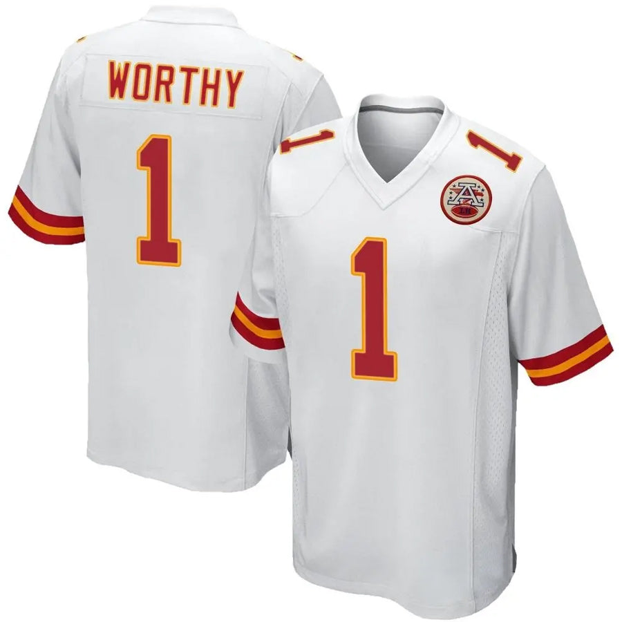 Custom #1 White KC Football Shirt Top