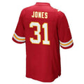 KC.Chiefs #31 Nic Jones Player Game Jersey - Red Stitched American Football Jerseys